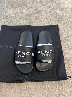 Givenchy Black Paris Logo Slide Sandals
